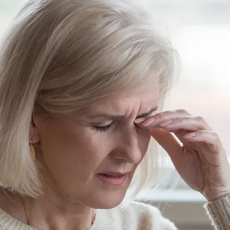 Ocular Surface Disease Dry Eyes Woman Taking Off Glasses
